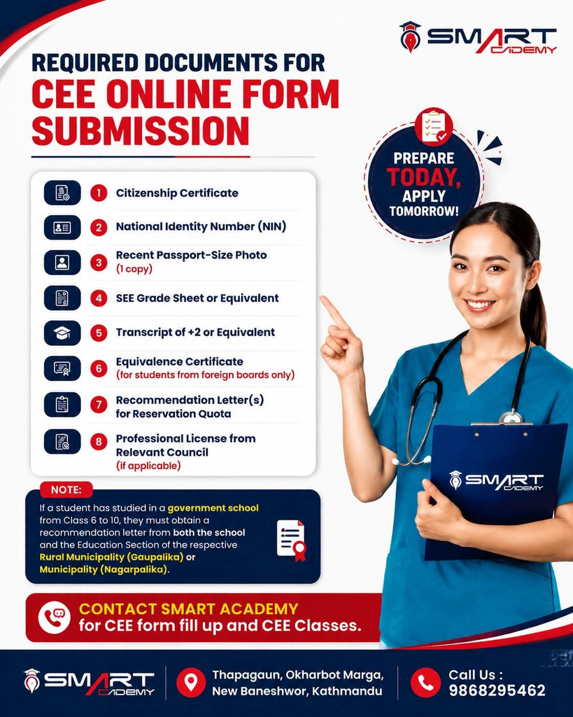 Documents Required for CEE_CEE Exam in Nepal