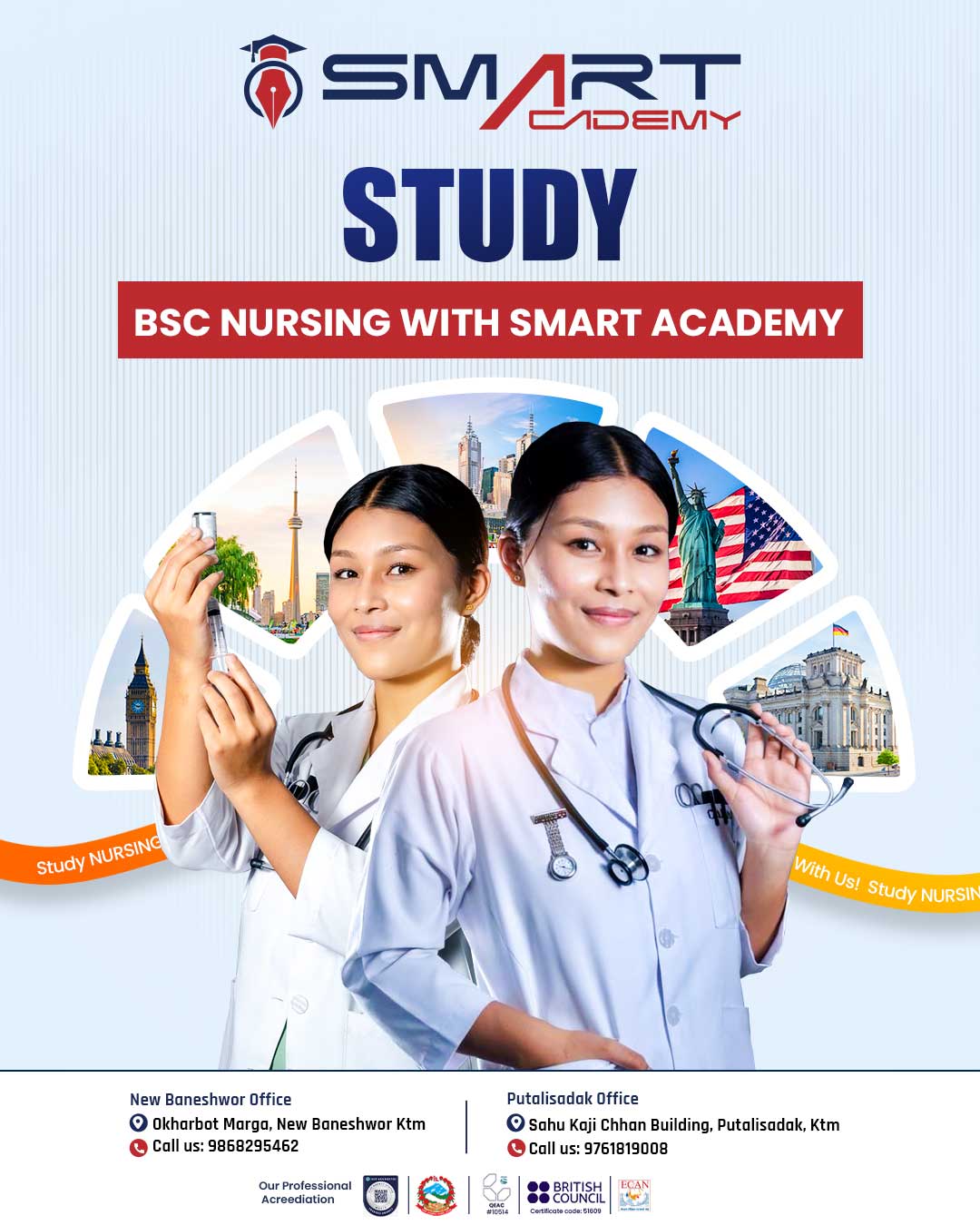 Study BSc Nursing with Smart Academy – message us on WhatsApp for free counselling.